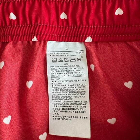 Banana Republic Wide leg Pants Size L Heart Print Red Lightweight - Picture 2 of 4